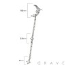 316L SURGICAL STEEL THREADLESS PUSH IN MOON STAR BEZEL CHAIN CZ TOP PART